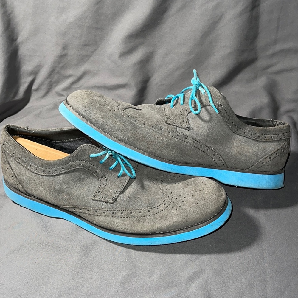 Perry Ellis Kenneth Mens Suede Leather Blue Oxford
